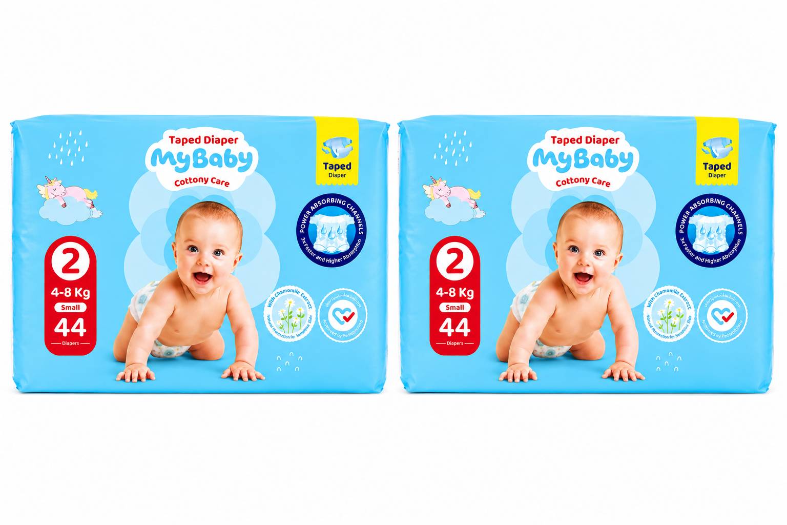 file_000000005b7471fbad35a01493ce573a پوشک مای بیبی چسبی سایز 2 کانال دار (44 عددی) My baby بسته 2 عددی