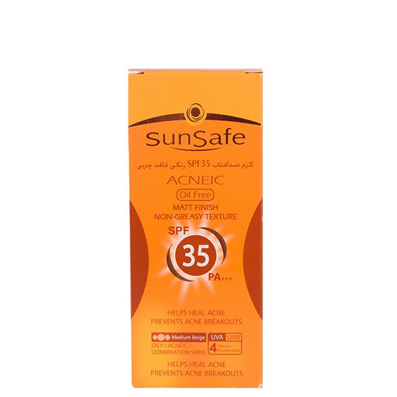 06Dm25tCziwKhW6CS9qmpa7IR9wnL89I1otNTSjh.jpeg کرم ضد آفتاب فاقد چربی SPF 35 سان سیف رنگ بژ متوسط (50 گرم) - تصویر 1