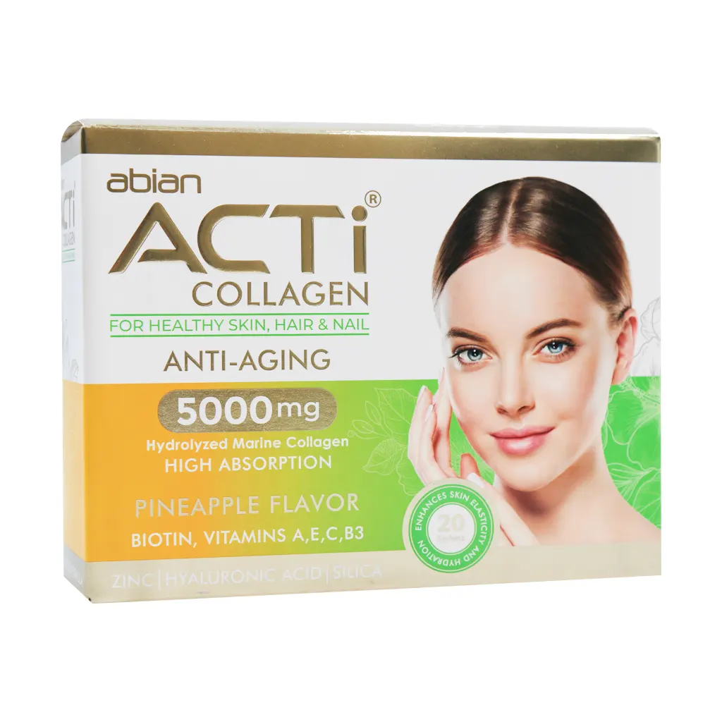 Abian-Darou-Acti-Collagen-Powder-20-Pcs-pineapple.webp ساشه اکتی کلاژن ابیان دارو طعم آناناس (20 عدد) - تصویر 1