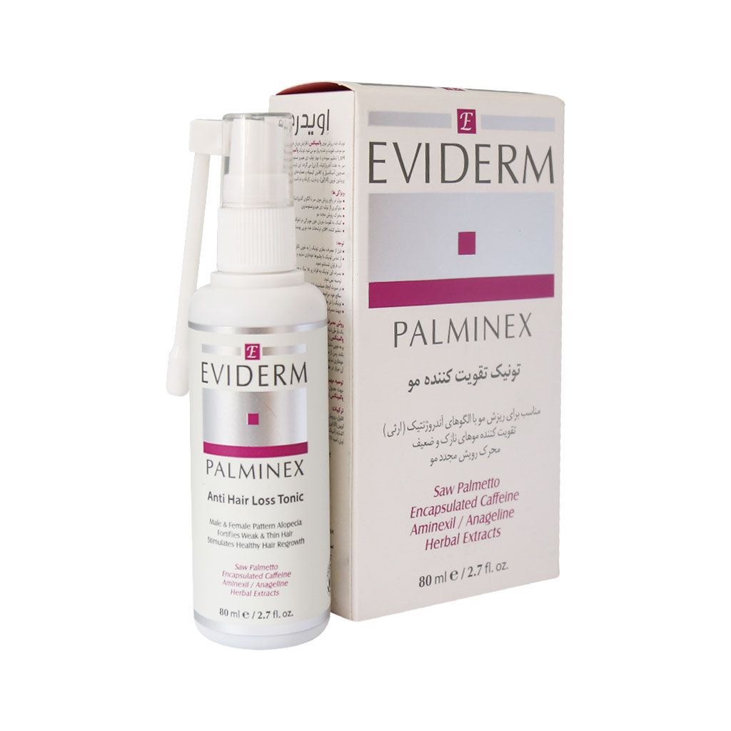 Eviderm-Palminex-Anti-Hair-Loss-Tonic.jpg محلول ضد ریزش پالمینکس اویدرم (80 میلی لیتر) - تصویر 1