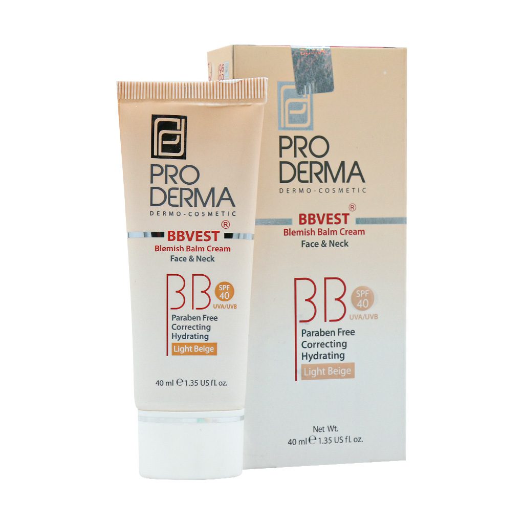 ProDerma-BBVest-Blemish-Balm-Cream-SPF40-40-ml-Light.jpg بی بی کرم SPF40 پرودرما مناسب پوست چرب و جوشدار بژ طبیعی (40 میل) - تصویر 1