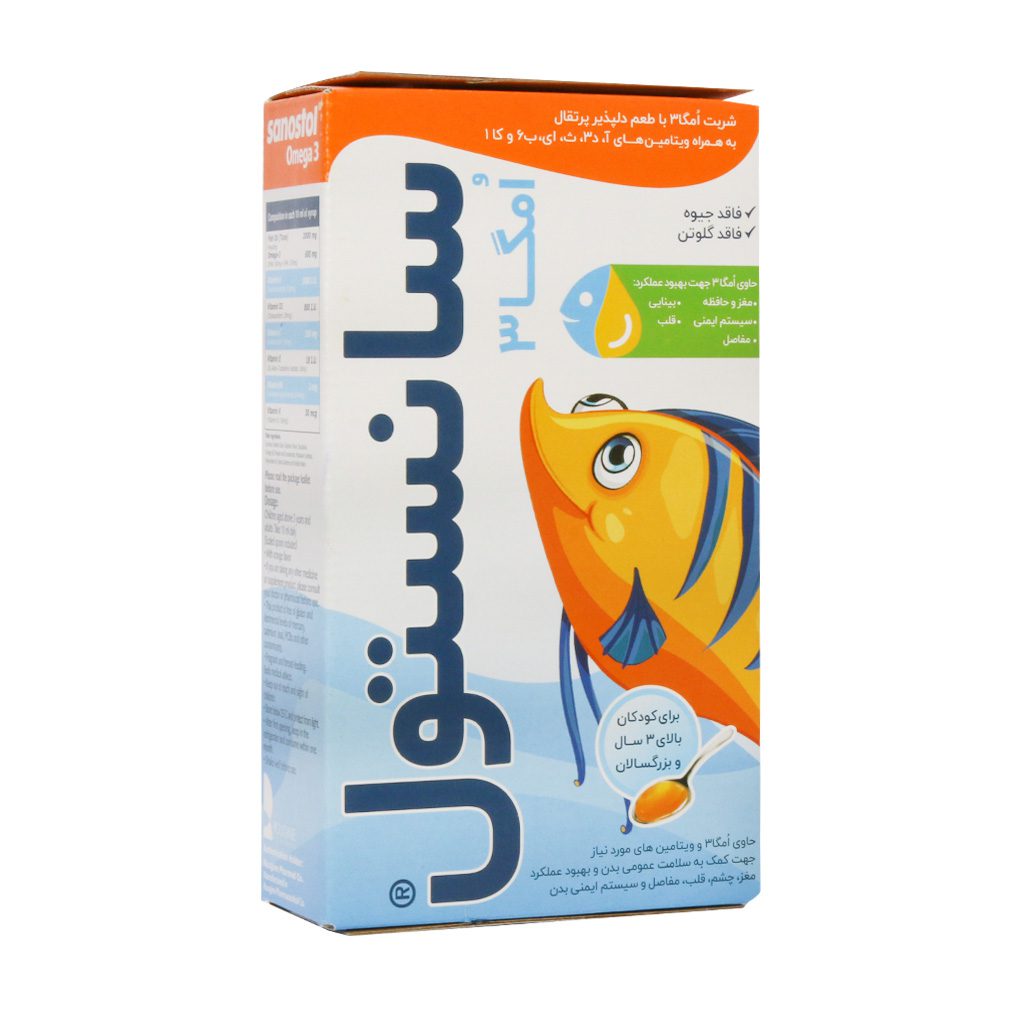 Sanostol-Omega-3-Syrup-155-ml.jpg شربت امگا 3 سانستول طعم پرتقال (155 میلی لیتر) - تصویر 1