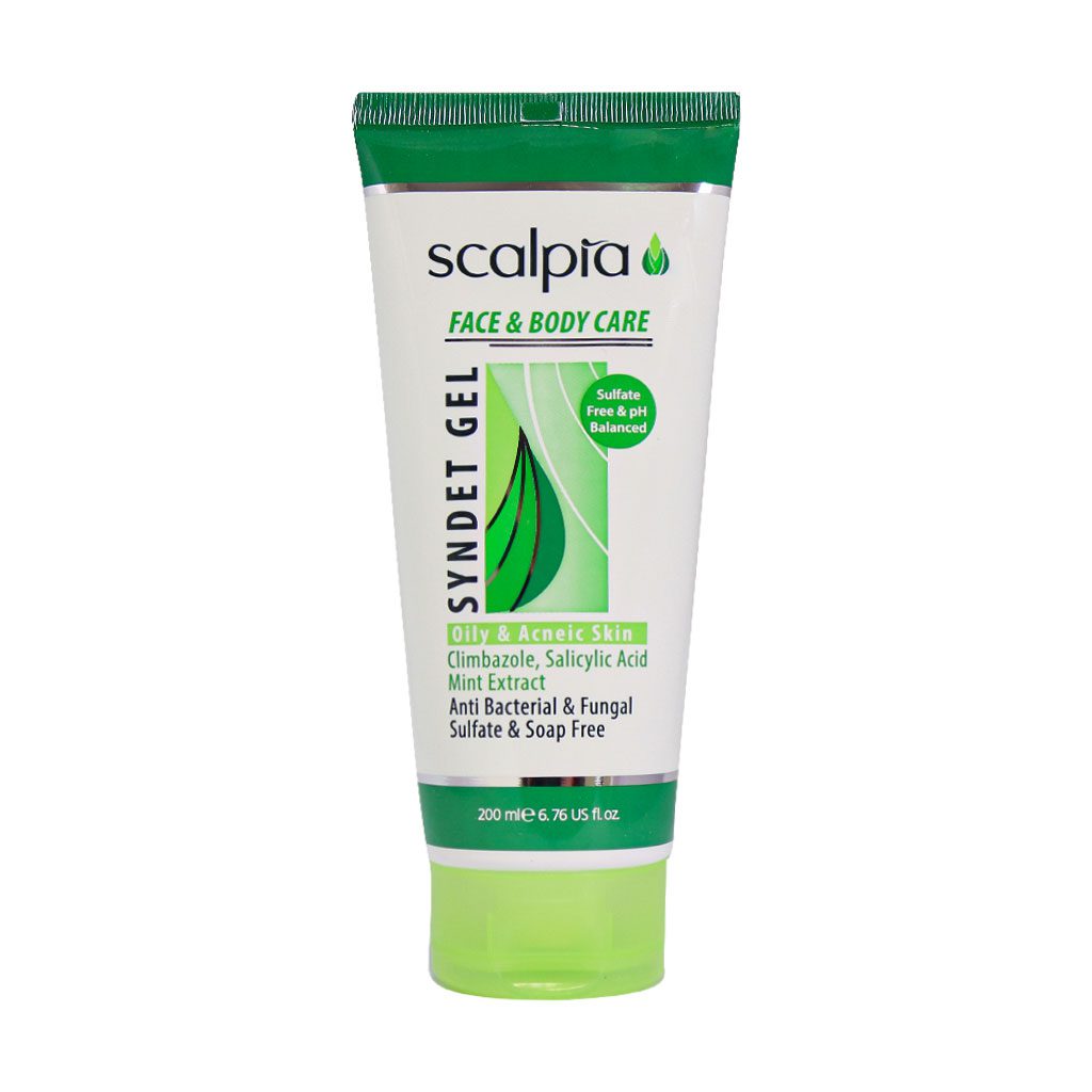 Scalpia-Syndet-Gel-For-Oily-And-Acneic-Skin-2.jpg ژل شوینده غیر صابونی صورت و بدن پوست چرب اسکالپیا (200 میل) - تصویر 1