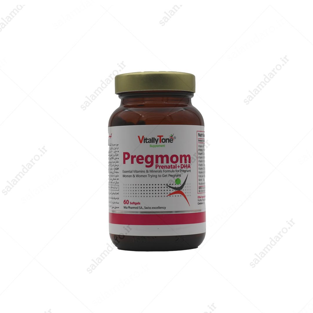 Vitally-Tone-Pregmom-Prenatal-DHA-min.jpg سافت ژل پرگمام مولتی پریناتال ویتالی تون (60 عددی) - تصویر 1