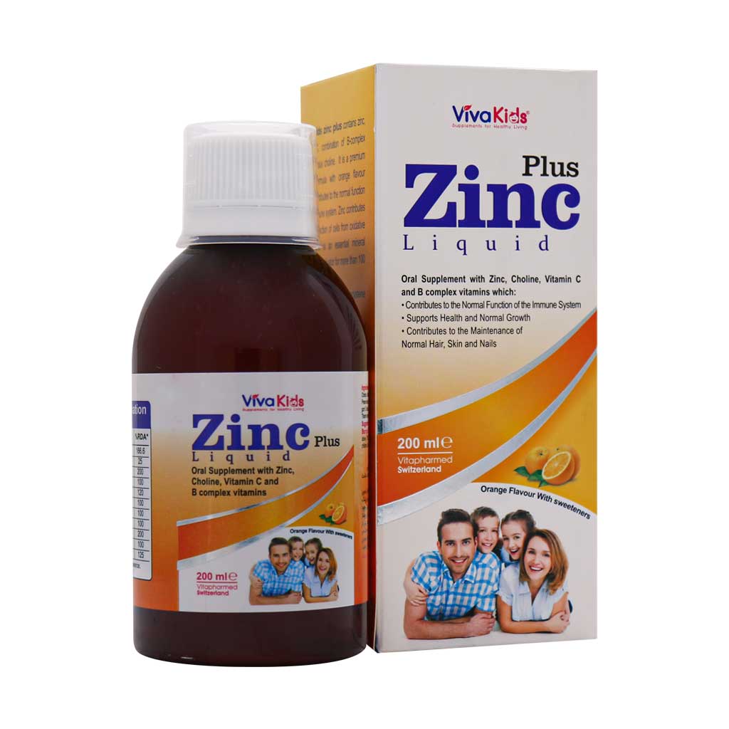 Vivakids-Zinc-Plus-Liquid-200.jpg شربت زینک پلاس ویواکیدز پرتقالی (200میل) - تصویر 1