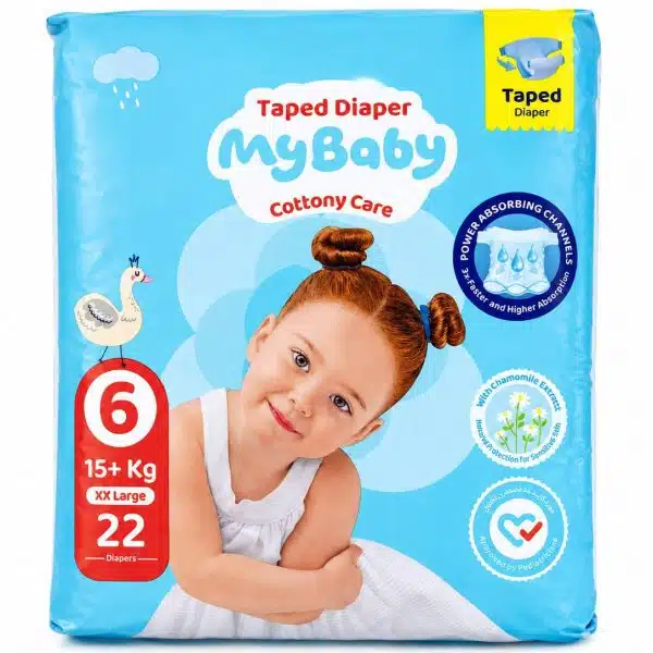 پوشک مای بیبی چسبی سایز 6 کانال دار(22عددی) My baby