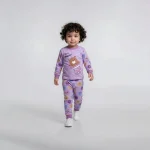 ست بلوز شلوار وارداتی بچگانه طرح خرسی یاسی سایز 25,30