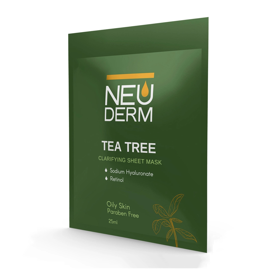 tea-tree-sheet-mask.webp ماسک صورت نئودرم عصاره درخت چای سبز (25 میل) - تصویر 1