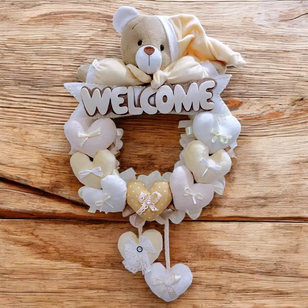 آویز تزئینی اتاق کودک طرح خرس نانان مدل Welcome کد W/Crm - تصویر 5