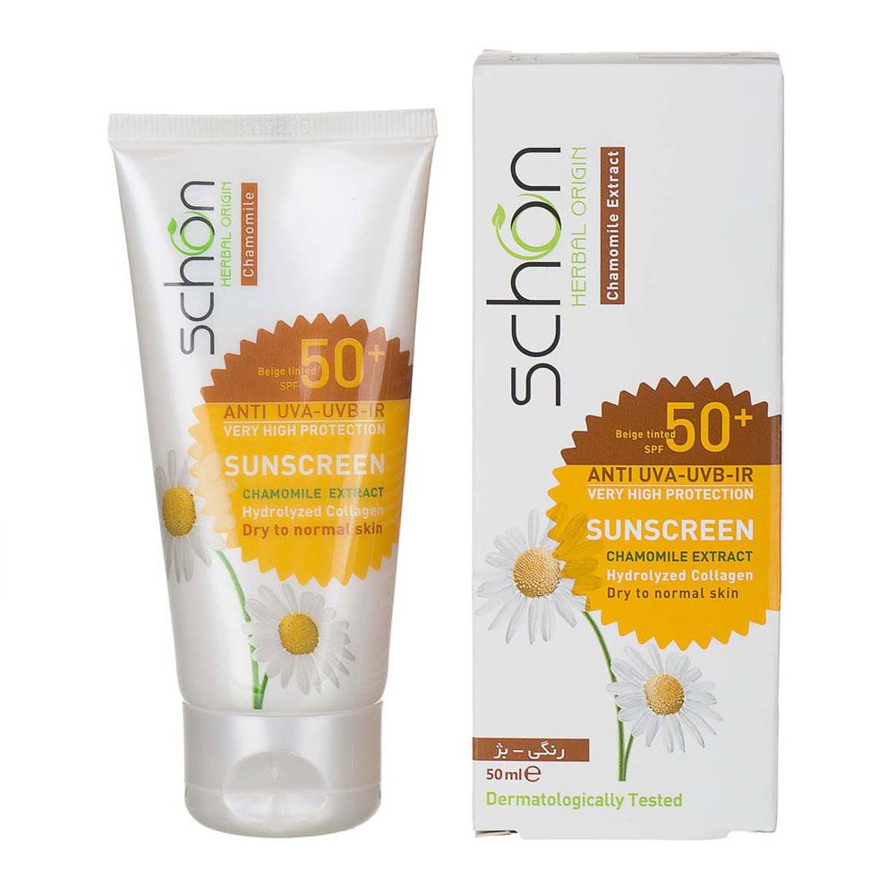 6260482520432-.jpg کرم ضد آفتاب SPF50 شون رنگ بژ مناسب پوست نرمال تا خشک (50 میل) - تصویر 1