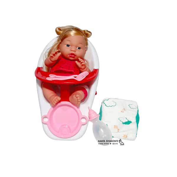 Baby-doll-with-chair-code-8566.jpg عروسک نوزاد با صندلی کد 8566 - تصویر 1