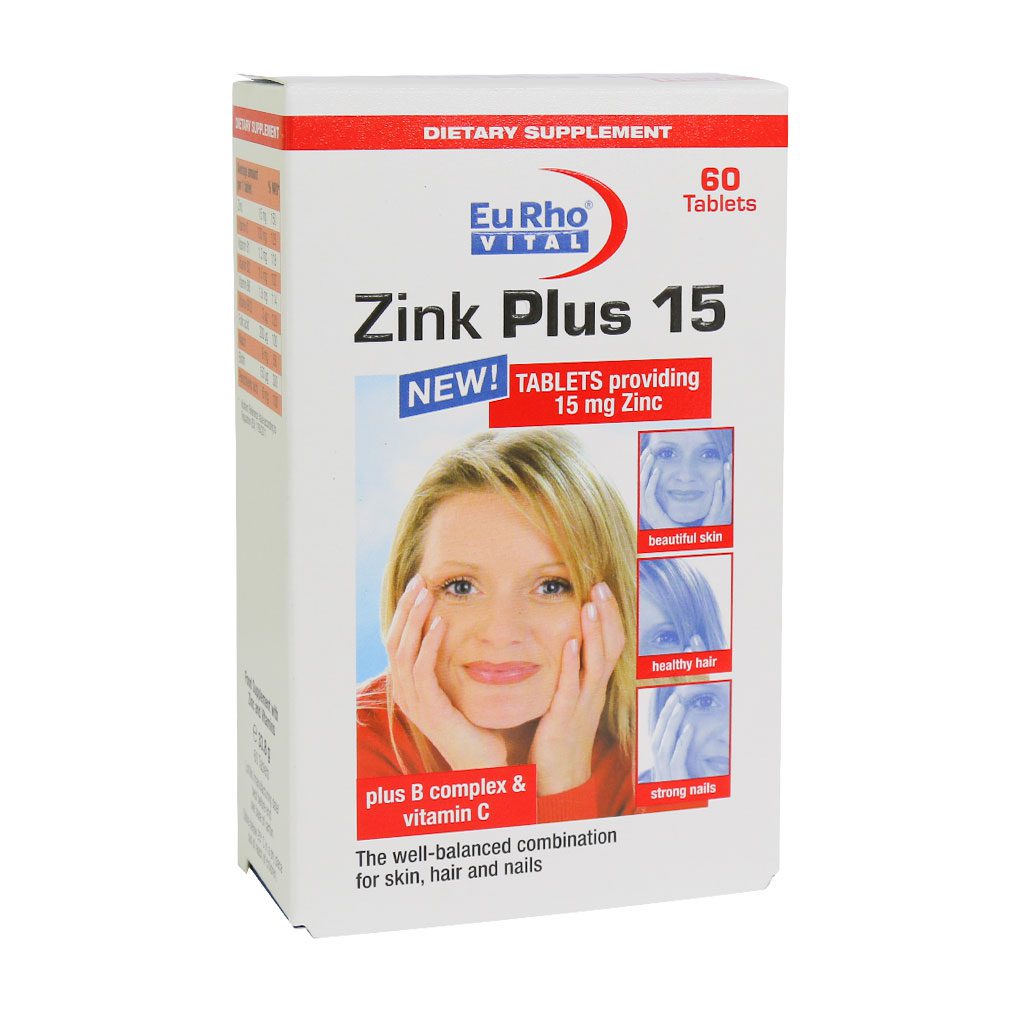 Eurho-Vital-Zink-Plus-15-mg-60-Tabs.jpg قرص زینک پلاس 15 میلی گرم یوروویتال (۶۰عدد) - تصویر 1