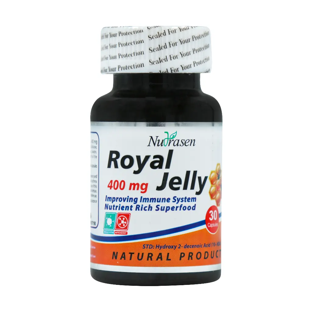 Nutrasen-Pharma-Royal-Jelly-400-Mg-30.webp کپسول رویال ژلی 400 میلی گرم نوتراسن فارما 30 عدد - تصویر 1