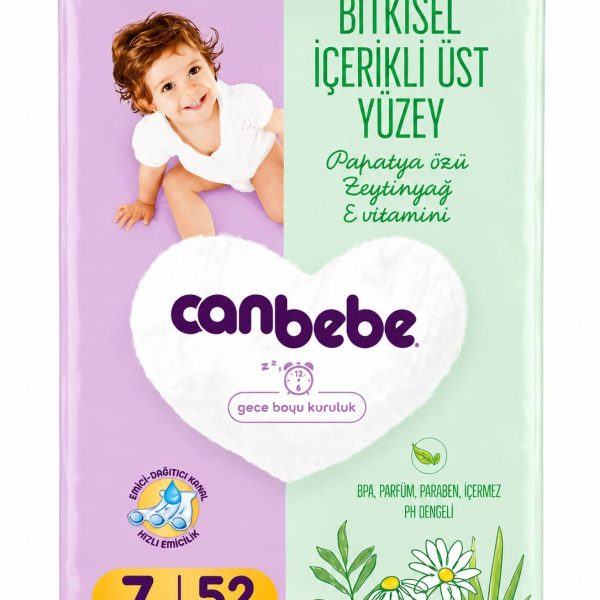 پوشک بچه سایز 7 جان به به (can bebe)بسته 52 عددی