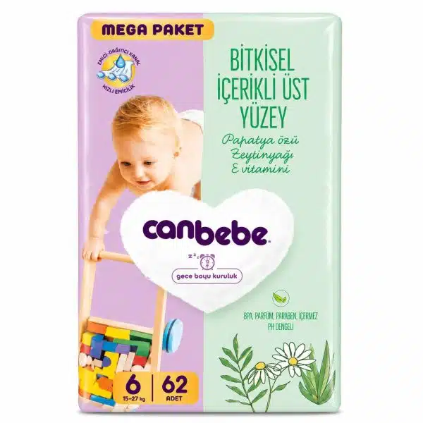 پوشک بچه سایز 6 جان به به (can bebe)بسته 62عددی