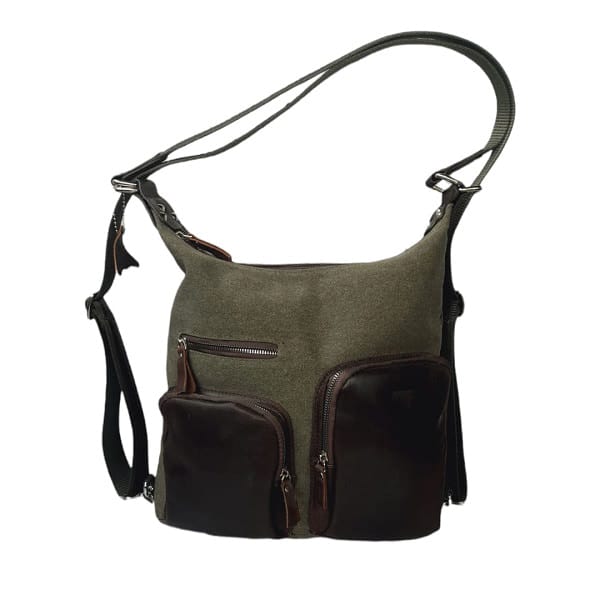 mamas-and-papas-Green-canvas-and-Giovanni-leather-bag.jpg کیف لوازم جيووانى mamas papas - تصویر 1