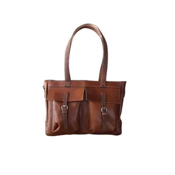 mamas-papas_bag_brown.jpg ساک لوازم چرم شکلاتی داريژه mamas&papas - تصویر 1