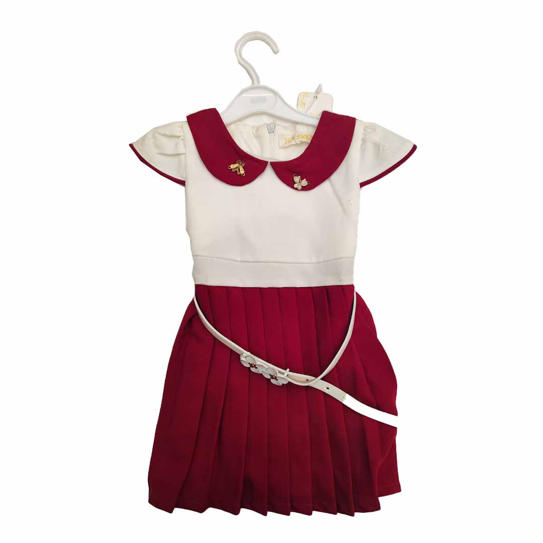 2113.jpg پیراهن قرمز و سفید یقه ببه - تصویر 1