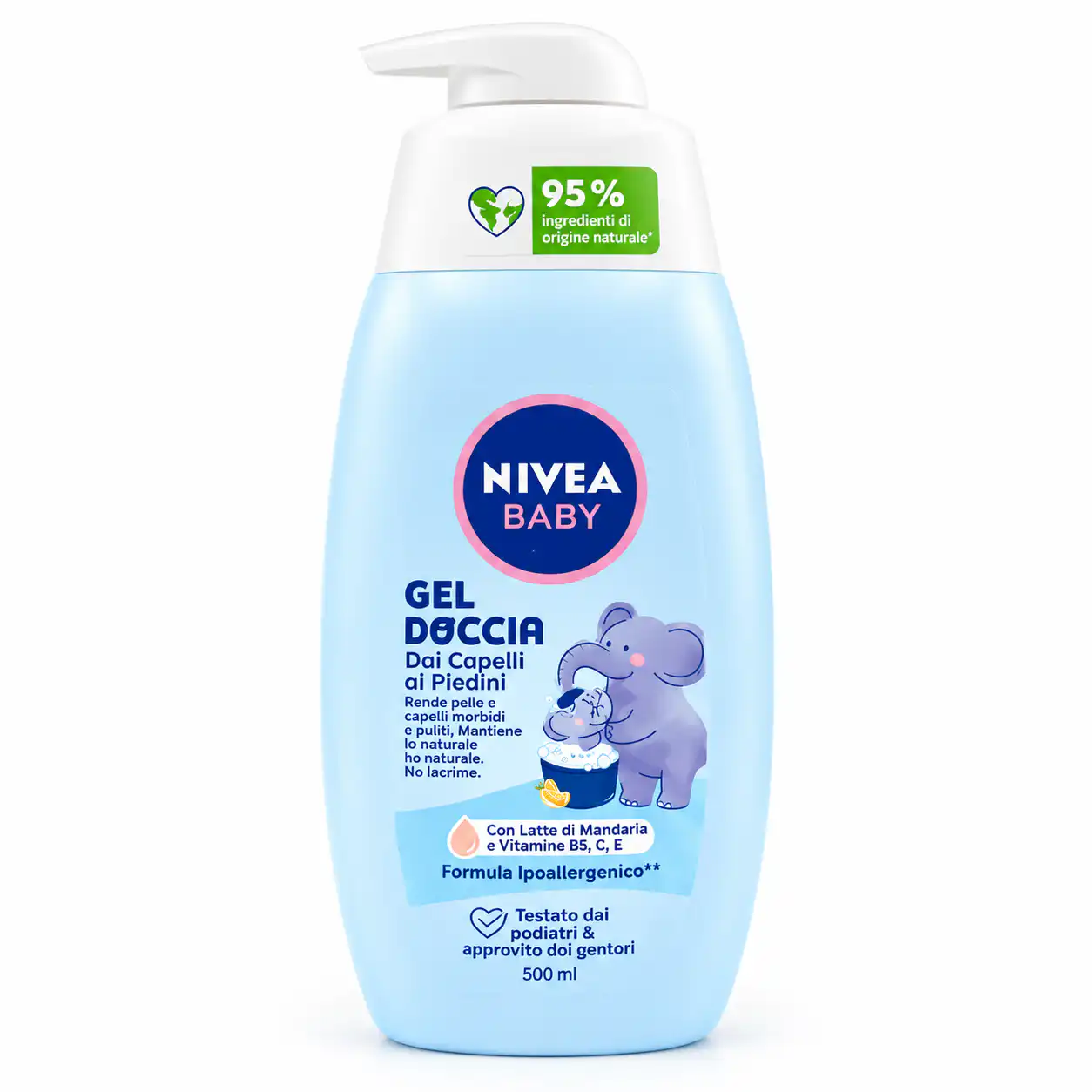 Italian-Baby-Shower-Gel-Bottle.webp شامپو سر و بدن نیوا بیبی ۵۰۰ میل - تصویر 1