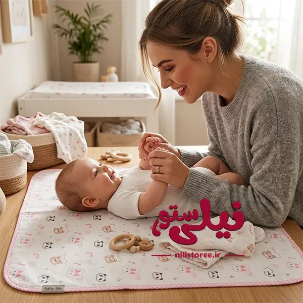 zirandaz-panda.webp زیر انداز تعویض نوزاد طرح پاندا برند بیبی لایک Baby like - تصویر 1