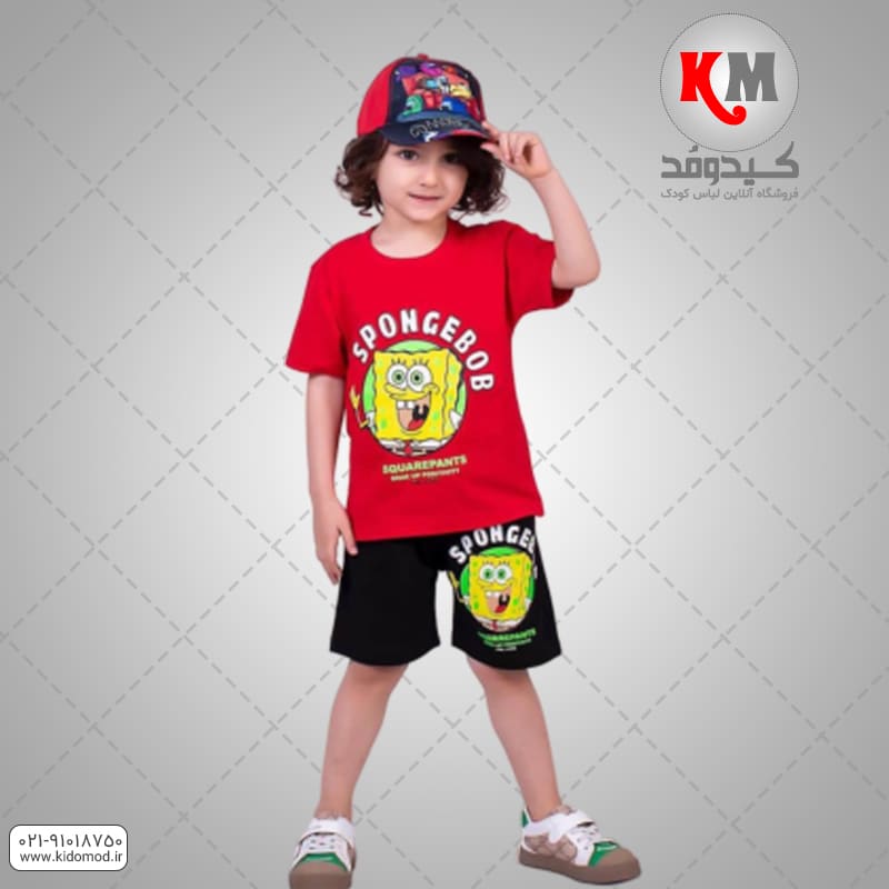 تیشرت-بچگانه-۸.jpg تیشرت شلوارک طرح باب اسفنجی - تصویر 1